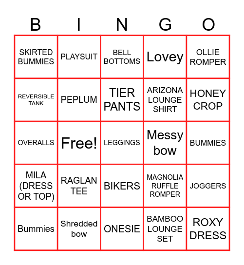 STITCHING FIRE BINGO Card