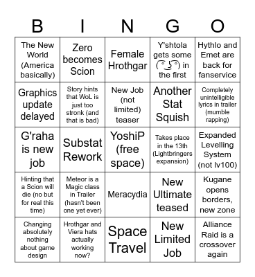 FFXIV 2023 NA Fanfest Bingo Card