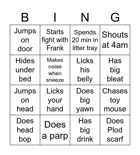 Plod Bingo Card