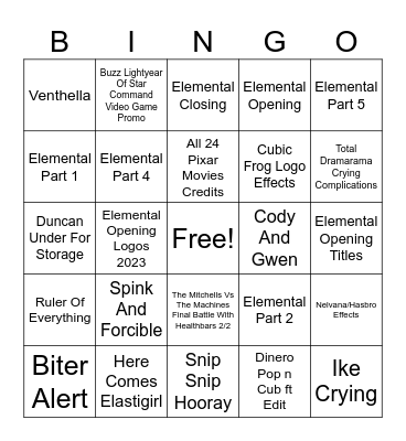 ELEMENTAL Available Now On Itunes Bingo Card