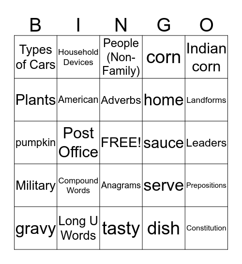 personal qualities Bingo Card