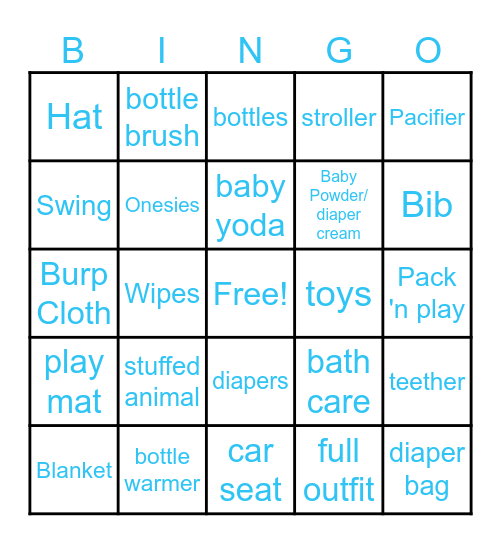 Baby Bingo! Bingo Card