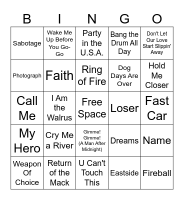 Hangar Music Bingo 7/23-7/24 Bingo Card