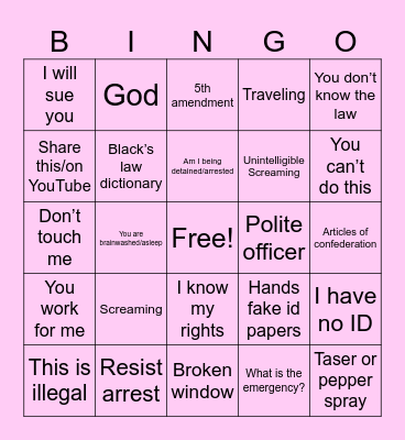 Sov cit get hit 2 Bingo Card