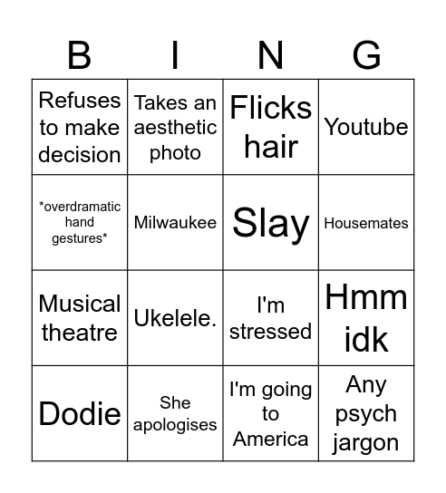 Natalia Bingo Card