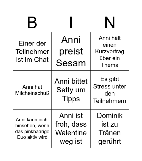 BatN Bingo Card