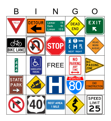 ROAD SIGN BINGO Card