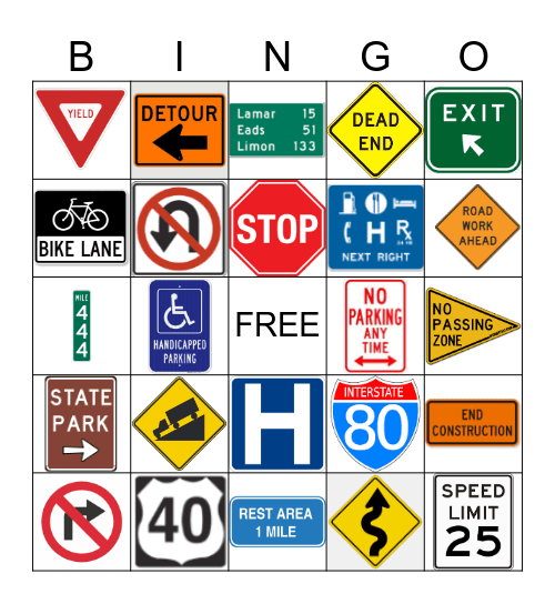 ROAD SIGN BINGO Card