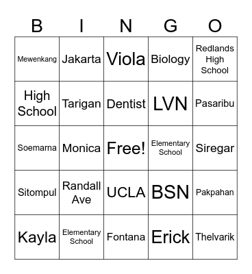 UNISDAC Bingo Card
