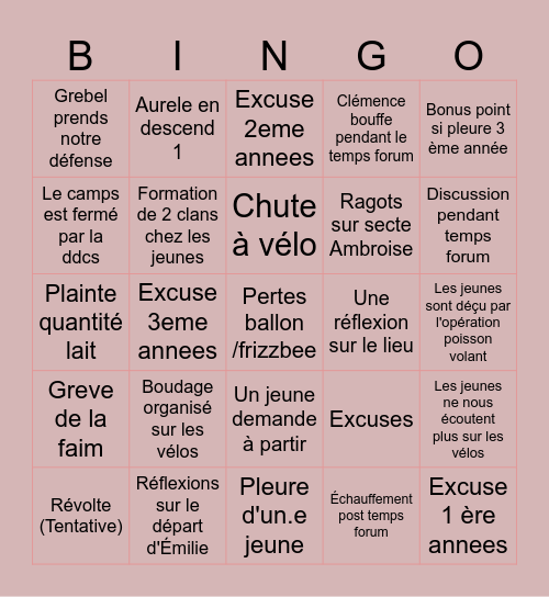 Réflexion du jours Bingo Card