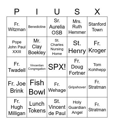 Heritage Lunch Bingo Card