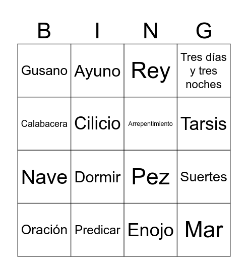 Jonás Bingo Card