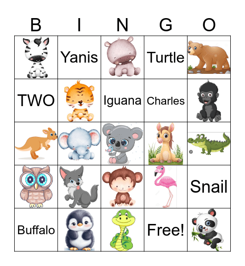 Let’s Get Wild with Yanis’ Party Animals! Bingo Card