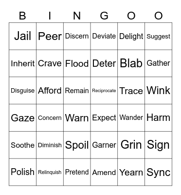Regular verbs Bingo Card