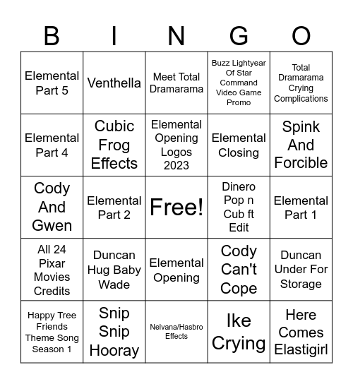 ELEMENTAL Available Now On Itunes Bingo Card