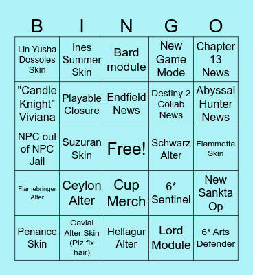 CN Summer Bingo Card