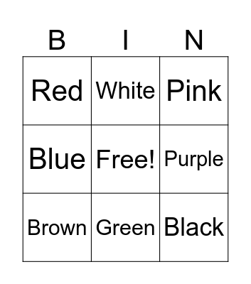 color Bingo Card