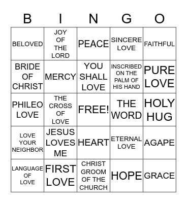 JESUS LOVES ME Bingo Card