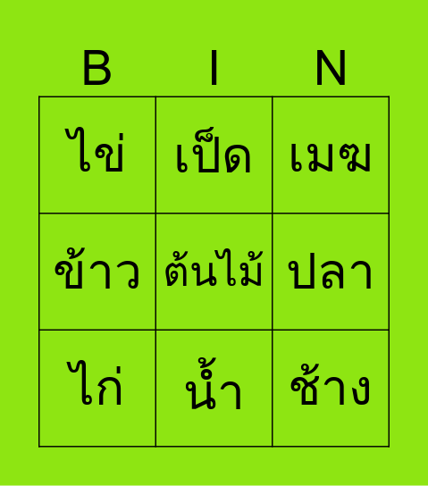 คำไวพจน์ Bingo Card