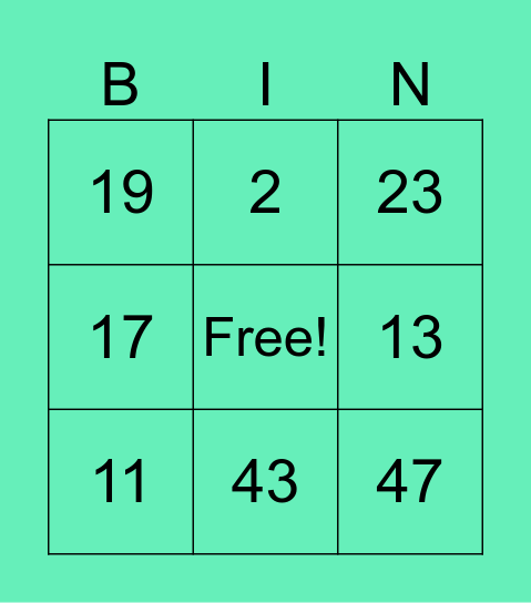 จำนวนเฉพาะ Bingo Card
