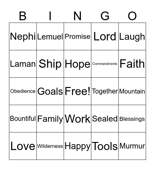 Scripture Bingo Card