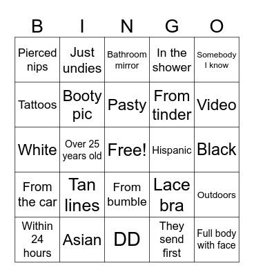 Nudes summer bonanza Bingo Card