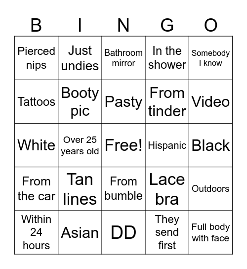 Nudes summer bonanza Bingo Card