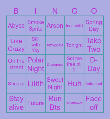 YoongiHobiee Bingo Card