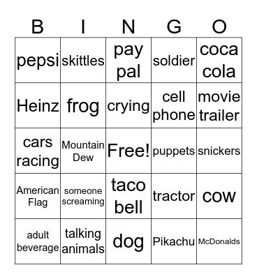 Super Bowl 50 Bingo Card