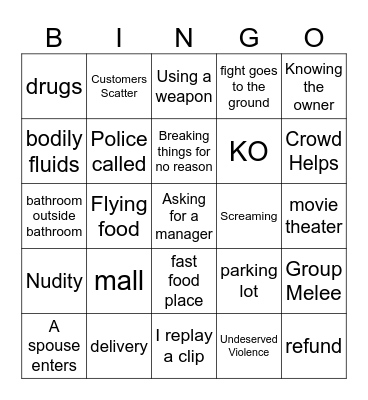 Horrible Customer Bingo Card