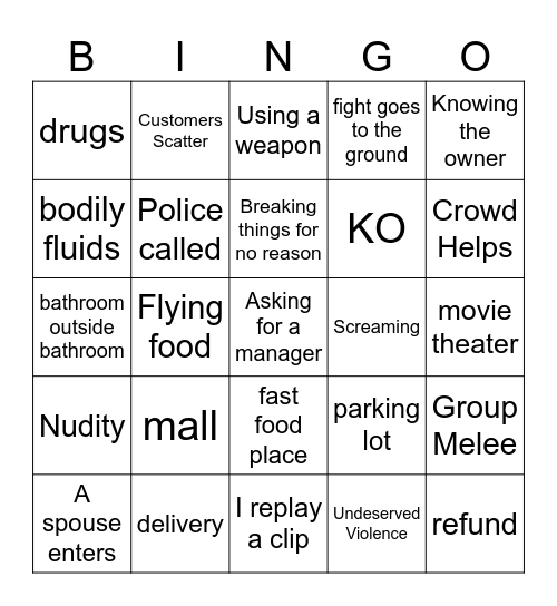 Horrible Customer Bingo Card