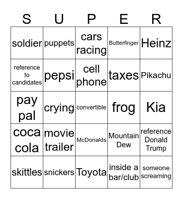 Super Bowl 50 Bingo Card