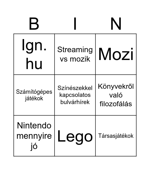 Haklits Bence bingo Card