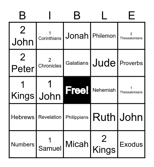 Books of the Bible BINGO Card
