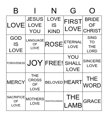 JESUS LOVES ME Bingo Card