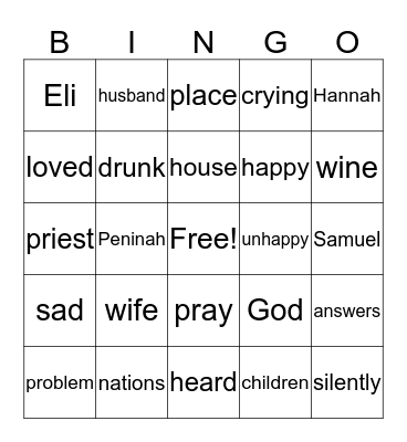 A Place to Pray Bingo Card