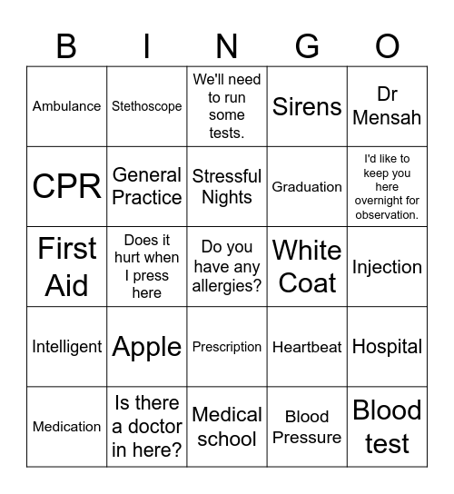 Natalie's Graduation Party Bingo Card