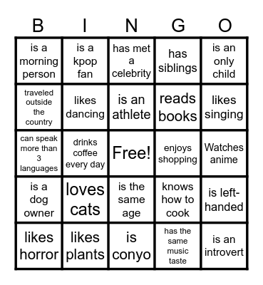 Find Someone Who... Bingo Card