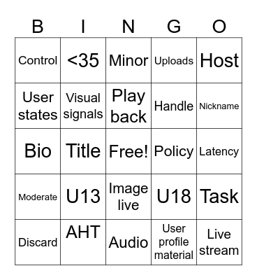 Live Minor Bingo Card