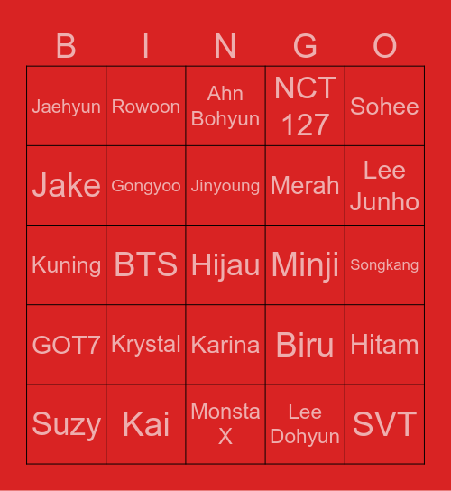 KJI Bingo Card