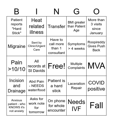 PF BINGO Card