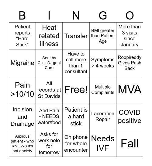 PF BINGO Card