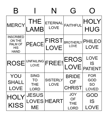 JESUS LOVES ME Bingo Card