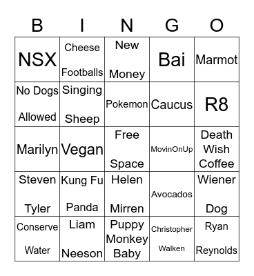 Super Bowl Bingo Card