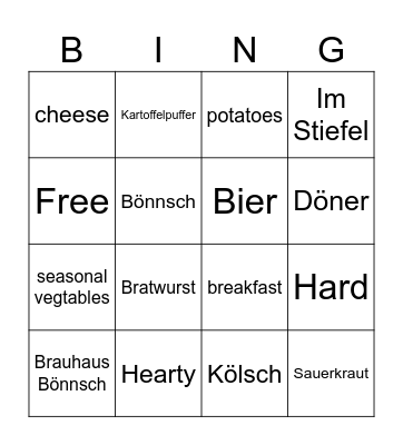 Rheinland Food Bingo Card