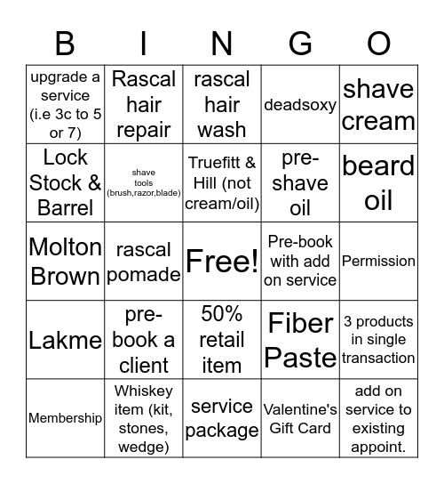 Gents Place Bingo  Bingo Card