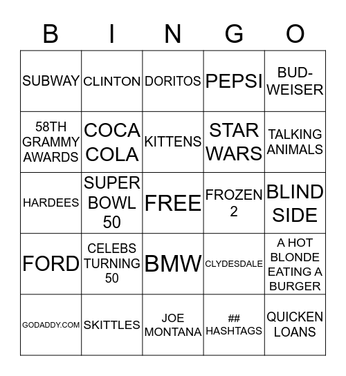 COMMERCIAL BINGO Card