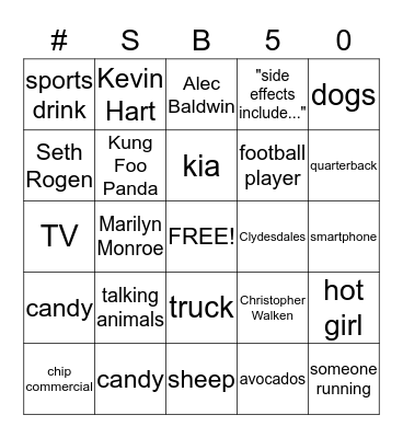 SUPER BOWL BINGO! Bingo Card