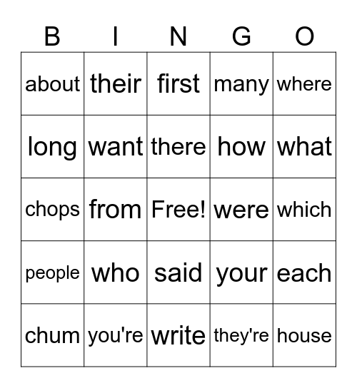 Samantha's Bingo Card