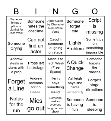 Tech Week 2.5 Bingo Card